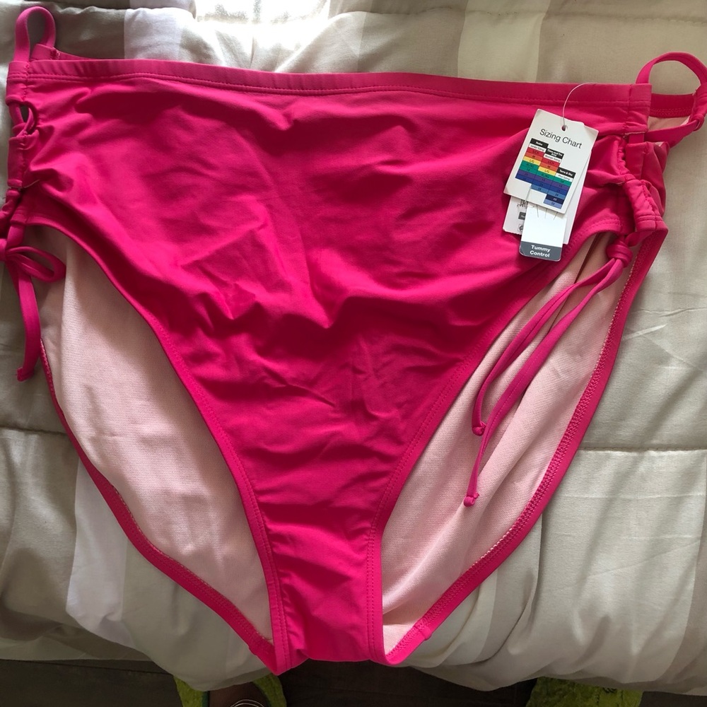Women's High-Waist Swim Bottoms in Hot Pink